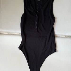 Chic Black Button-Up Bodysuit